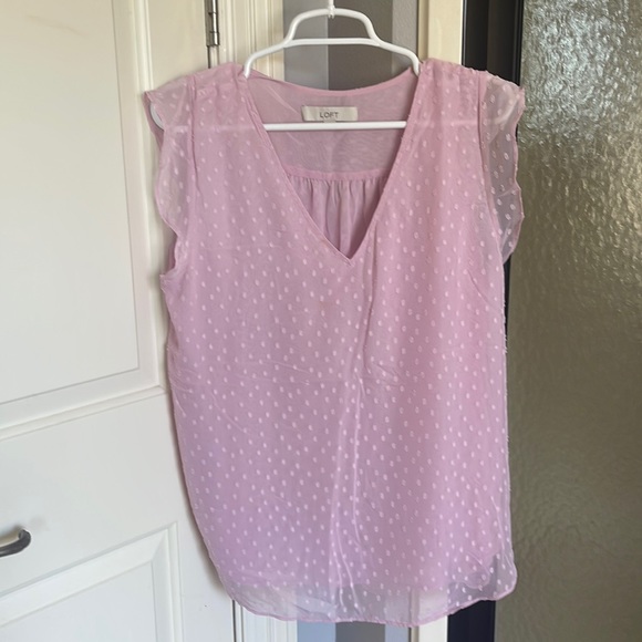LOFT Tops - Loft Clip Dot Flutter Sleeve Shell